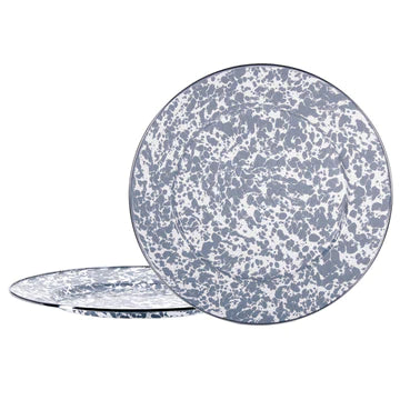 Charger Plates, 12.5", Gray Swirl Enamelware