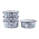 Gray Swirl Enamelware Soup Bowls, Set of 4
