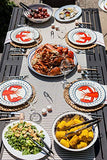 Lobster Enamelware Sandwich or Salad Plate, 8.5", Set of 4