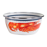 Lobster Pattern Enamelware Cereal or Salad Bowls, Set of 4