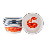 Lobster Pattern Enamelware Cereal or Salad Bowls, Set of 4
