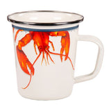 16 oz. Enamelware Latte Mugs, Lobster Design, Set of 4