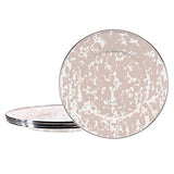 Taupe Swirl Enamelware Sandwich or Salad Plate, 8.5", Set of 4