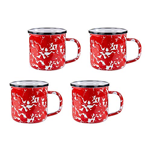 Red Swirl Enamelware 12 oz. Mug, Set of 4