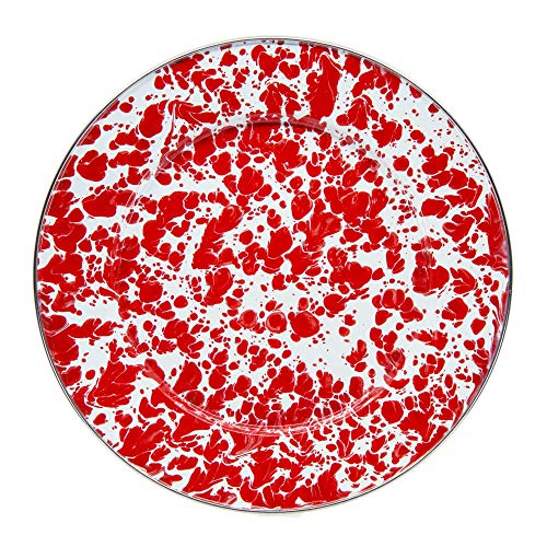 Red Swirl Enamelware Dinner Plate, 10.5", Set of 4