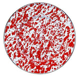 Red Swirl Enamelware Sandwich or Salad Plate, 8.5", Set of 4
