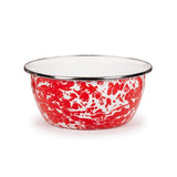 Red Swirl Enamelware Cereal or Salad Bowls, Set of 4