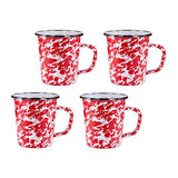 16 oz. Enamelware Latte Mugs, Red Swirl, Set of 4