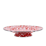 Cake Plate, 12.5", Red Swirl Enamelware