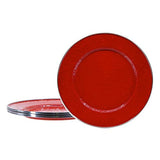 Solid Red Enamelware Dinner Plate, 10.5", Set of 4