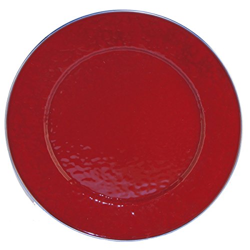 Charger Plates, 12.5", Solid Red Enamelware