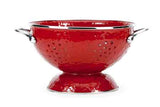 Red Swirl on Red Enamelware 3 Quart Colander