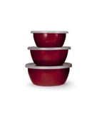 Solid Red Enamelware Nesting Bowl Set