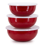 Mixing Bowl Set, Red on Red Enamelware