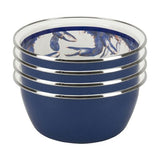 Blue Crab Enamelware Cereal or Salad Bowls, Set of 4