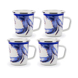 16 oz. Enamelware Latte Mugs, Blue Crab, Set of 4