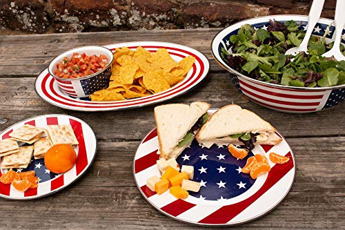 Stars & Stripes Enamelware Sandwich or Salad Plate, 8.5", Set of 4