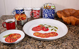 Tomatoes Enamelware Sandwich or Salad Plate, 8", Set of 4