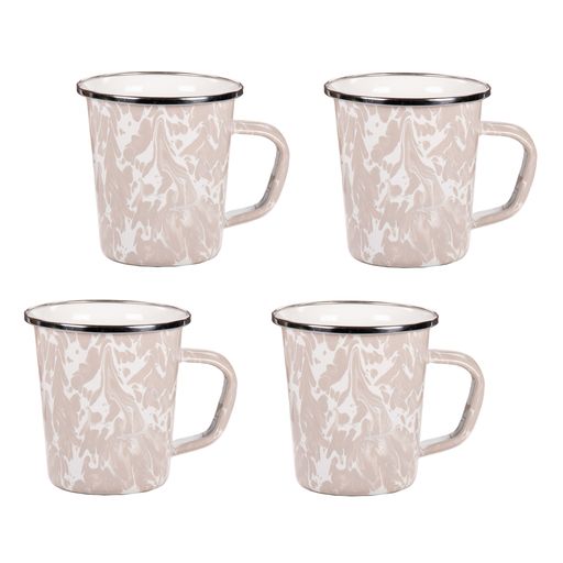 16 oz. Enamelware Latte Mugs, Taupe Swirl, Set of 4