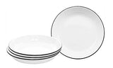 Pasta Plate, 10.5", Enamelware Vintage Style with Black Rim, Set of 4