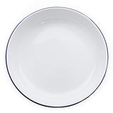 Pasta Plate, 10.5", Enamelware Vintage Style with Blue Rim, Set of 4