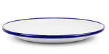 Dinner Coupe Plate Enamelware 10.5" Blue Rim, Set of 4