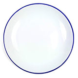 Dinner Coupe Plate Enamelware 10.5" Blue Rim, Set of 4