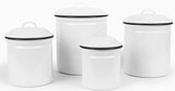 4 Piece Canister Set, Vintage Style Enamelware, Black Rim