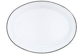 Oval Platter 18" Enamelware, Vintage Style, Black Rim