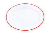 Oval Plates, 11.75", Red Rim, Set of 4