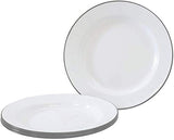 Buffet Plate 12" Enamelware, Vintage Style Grey Rim, Set of 4