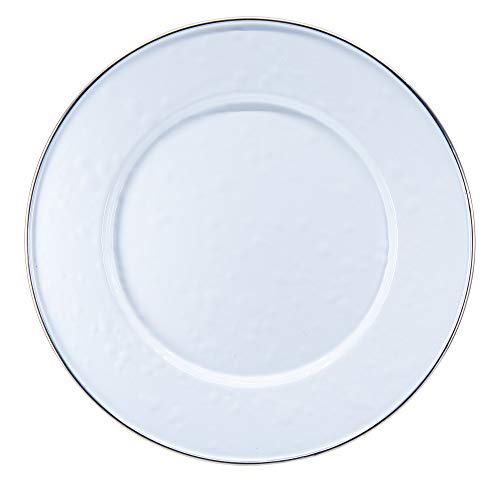 Solid White Enamelware Sandwich or Salad Plate, 8.5", Set of 4