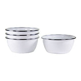 Solid White Enamelware Cereal or Salad Bowls, Set of 4